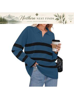 Womens Long Sleeve V Neck Oversized Knit Pullover Sweater